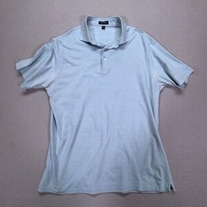Peter Millar Crown Crafted Mens L Light Blue Cotton Modal Polo Shirt